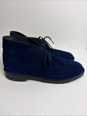 Solovair Chukka Boots Mens UK 10 US 11 Navy Blue Suede 3 Eye Made in England
